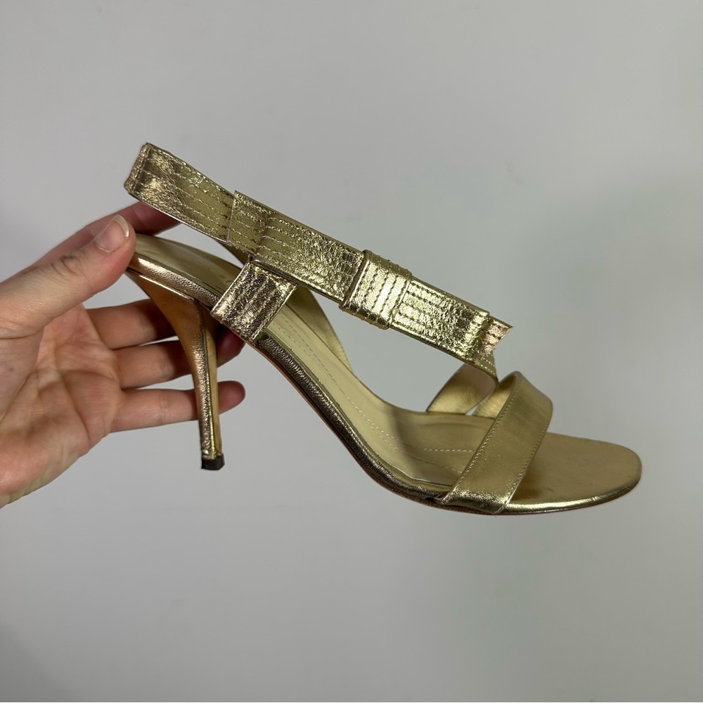 Kate Spade Metallic Gold High Heel Slingback Sandals - Picture 2 of 7